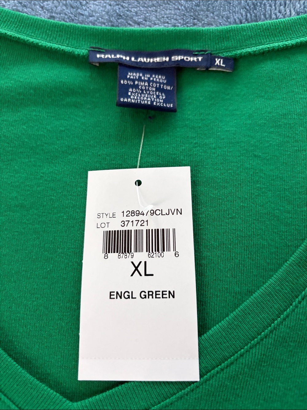 Ralph Lauren Sport V-Neck Tee in Bright Green - Picture 2 of 6